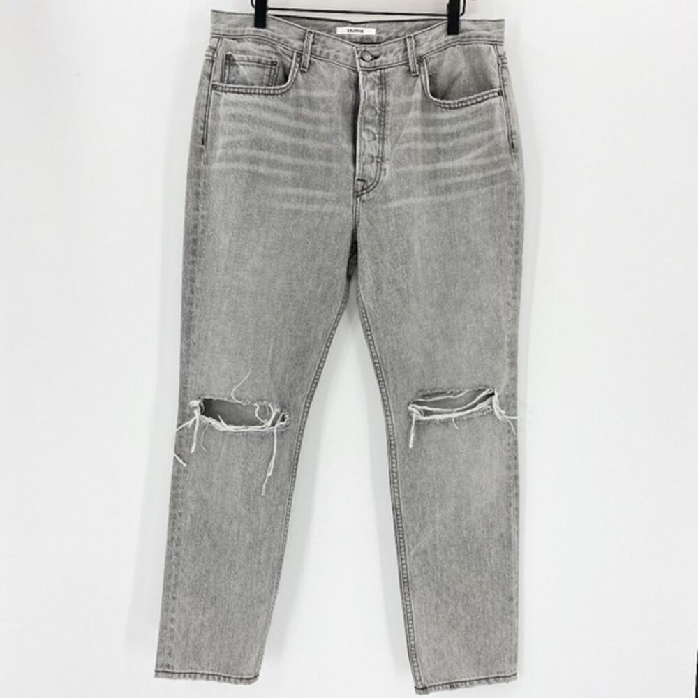 New GRLFRND Karolina High Waist Size 32 Grey Skinny Distressed Grunge Jeans